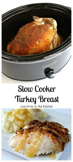 the slow cooker turkey breast is ready to be cooked in the crock pot