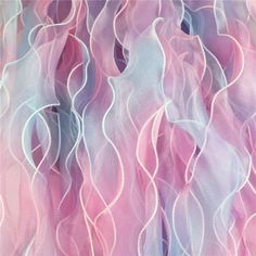 pink and white sheer fabric with wavy lines on the bottom, as if it were blowing in the wind