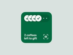 the two coffees left to gift card is green and has white arrows on it