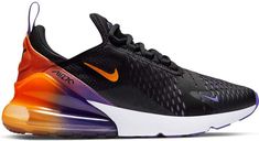 Air Max 270 Black, Nike Air Max 270 Black, Summer Gradient, 270 Nike, Sneakers Fashion Outfits, Purple Nikes, Black Gradient, Nike Air Shoes, Shoes Sneakers Nike