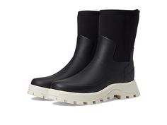 Hunter City Explorer Short Boot - Women's Rain Boots : Black/Shaded White : Note: Select your US size. Please be advised, the product and box will display UK, US and Euro sizing. For US sizing, both men's and women's sizing is displayed. Men's sizing is represented by M and women's sizing is represented by F. , Go for your every day casual commutes wearing Hunter City Explorer Short Boot. Textile and synthetic upper. Textile lining. Remvoable, textile insole. Pull-on style. Round toe. Block heel Women's Rain Boots, Rain Boots Women, Short Rain Boots, Womens Rain Boots, Short Boot, Women Hunters, Shades Of Black, Short Boots, Boots Black