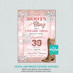 boots and bling it's a cowgirl thing birthday party printables