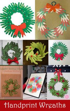 handprint wreaths for christmas and other holiday crafts to make with your child's hands