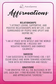 an affirmation card with the words affirmations written in black and pink