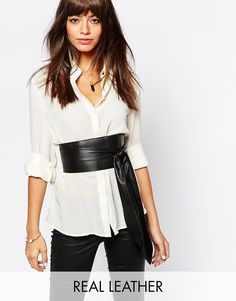 Black+&+Brown+Premium+Leather+Oversized+Obi+Belt Loose Shirt, Cut Design, Belts For Women