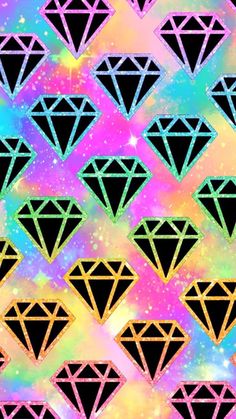 an abstract background with many different colors and sizes of diamonds on it, all in the same