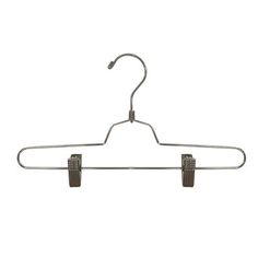 a metal hanger with two clips on it