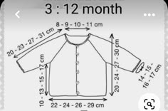 the size and measurements for a baby's long - sleeved shirt