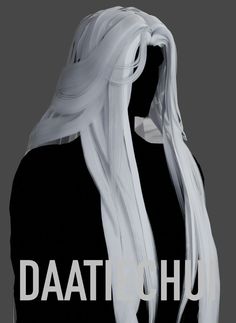 the back of a person's head with long white hair and text that reads daata shu