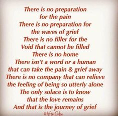 a poem written in red and white with the words there is no preparation for the preparation for