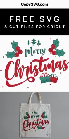 a christmas shopping bag with the text free svg and cut files for cricut