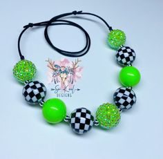 Complete your 90's attire with either neon checkered necklace! Checkered Necklace, 90s Attire, Bling Choker, Rainbow Checkered, Green Checkered, Baby Bling, Bubblegum Necklace, Neon Rainbow, Bubblegum Beads