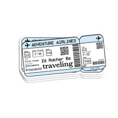 two luggage tags with the words, adventure airlines and i'd rather be traveling