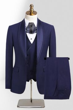 Discover Brady Navy Blue Two Color Shawl Collar Mens Three Piece Wedding Suits with bradymensuit. Shop for a range of Dark Navy Shawl collar men's suits for every occasion with rush order service in cheap price. Royal Blue Three-piece Suit For Semi-formal Occasions, Royal Blue Three-piece Suit For Semi-formal Events, Blue Wedding Blazer In Suiting Fabric, Blue Double Breasted Suit With Suit Collar For Wedding, Blue Double Breasted Suit For Wedding, Blue Double Breasted Suit With Notch Lapel For Wedding, Blue Double Breasted Notch Lapel Suit For Wedding, Blue Double Breasted Tuxedo For Wedding, Tailored Blue Sets For Groom