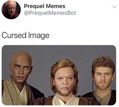 two men and one man are wearing star wars costumes with the caption'cause image