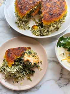 Herby tahdig with trout and preserved lemon yoghurt |Ottolenghi Recipe Ottolenghi Recipe, Brunch Salad, Fish Dinners, Ottolenghi Recipes, Swim In The Sea, Preserved Lemon, Saffron Rice, Cooking Fish, Desserts With Biscuits