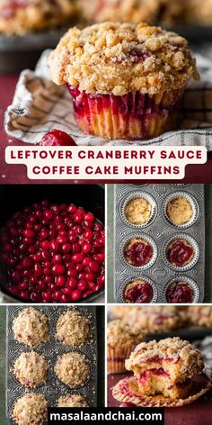 the steps to make cranberry sauce coffee cake muffins