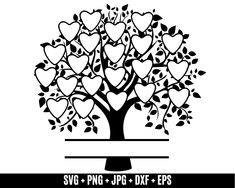 a tree with hearts on it and the words svg png - jpp - dxf - eps