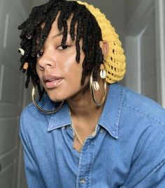 Short Locs And Hats, Hats With Locs, Locs And Hats, Beanie With Locs, Loc Beanie, Locs And Baseball Caps, Locs And Trucker Hats, Finger Coils, Dreads Styles For Women