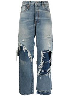 light blue cotton distressed effect high waist front button and zip fastening classic five pockets straight leg ankle-length Unusual Clothes, Png Clothes, Shoes Outfit Fashion, Street Fashion Men Streetwear, Funny Fashion, Denim Day, Jeans Wide, Dolce E Gabbana, Wide Leg Denim