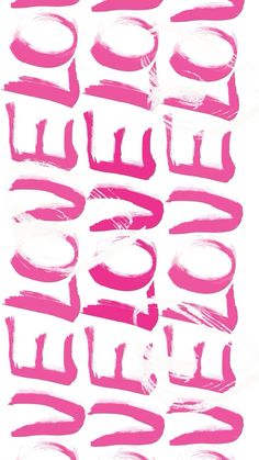 pink brush strokes are arranged in the shape of letters