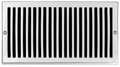 a metal vent cover with black and white stripes