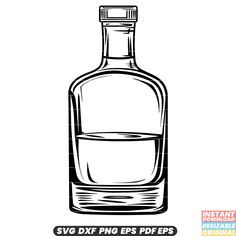 a bottle of liquor with the word svg dxf png eps files