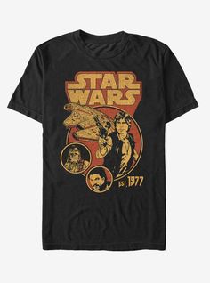 100% CottonWash cold; dry lowImportedListed in men's sizes Neon Vintage, Chewie Star Wars, Star Wars T Shirt, Disney Pixar Up, Star Wars Tees, Star Wars Men, Star Wars Outfits, Big Three, Star Wars Tshirt