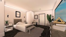 Luxury Bedroom Bloxburg, Cuartos Bloxburg, Bloxburg Bedroom Ideas Modern, Bloxburg Homes, Modern House Design Interior