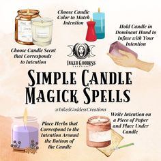 Easy Candle Spells, Glamour Magick Spells, Candle Spells For Beginners, Poppet Magick, White Candle Spells, Candle Guide, Witchcraft Candle Magic, Candle Magic Colors, Candle Meanings