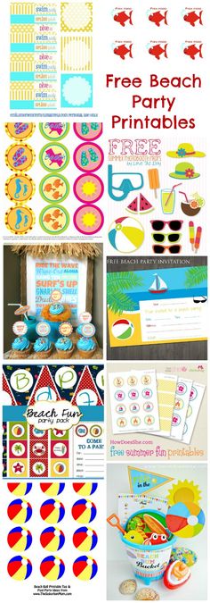 the beach party printables are perfect for any child's birthday