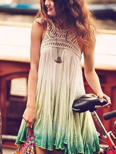 Dress Summer Gradient, Gradient Dress, White Maxi Dress Boho, Mode Hippie, Gradient Print, Stil Boho, Mode Boho, Bohol