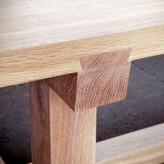 a close up view of a wooden bench