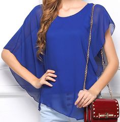 Blusa BC116 Trazado Molde de Costura Cape Top, Batwing Blouse, Batwing Sleeve Blouse, Ladylike Style, Chic Blouses, Burda Style, Layered Tops, Chiffon Shirt, Chiffon Blouse