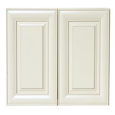 two white cabinet doors are shown against a white background