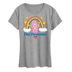 Care Bears - Day Dreamin - Women's Short Sleeve Graphic T-Shirt Love A Lot Bear, Bear Graphic Tee, Dance Shorts, Bear Graphic, Kids Pattern, Comfortable Style, Boyfriend T Shirt, Care Bears, How To Show Love