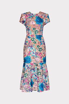 Relish in this Fall’s take on our signature floral embroidered dress—a vibrant mix of cascading pastel and brightly colored florals that serve as a mesh overlay atop a short sleeve, curve-hugging silhouette that calls to a chic midi-length hemline. Multicolor Embroidered Floral Midi Dress, Luxury Multicolor Floral Midi Dress, Knee-length Multicolor Floral Embroidery Dress, Daytime Fashion, Midi-length Dress With Multicolor Embroidery And Floral Print, Multicolor Floral Print Knee-length Mini Dress, Sequin Midi Dress, Dress 12, Hugging Silhouette