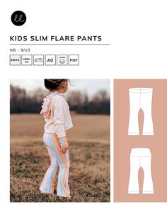 Get ready to sew the latest fashion statement with our Slim Flares pattern! Perfect for stylish kiddos, this pattern adds a modern touch to classic flared pants. With a slim fit and elastic waist (or yoga-style fabric waistband), your little one will be comfortable and stylish all day. Ideal for all skill levels, from beginner to pro, this pattern is a must-have in your sewing collection. Start sewing your very own Slim Flares today! Make sure to read through the instructions thoroughly as you p Start Sewing, Fabric Bowls, Rompers For Kids, Sewing Projects For Kids, Yoga Fashion, Selling Clothes, Flared Pants, Sewing Gifts, Kids Pants