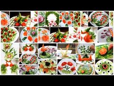 many different pictures of flowers and leaves on plates