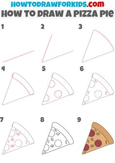 how to draw a pizza slice step by step for kids and beginners with easy instructions