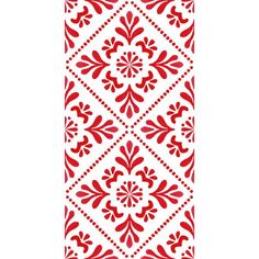 a red and white wallpaper with an ornate design on the bottom half of it