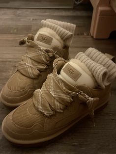 ugg sneakers :3 Ugh Sneakers, Uggs Sneakers, Crocs With Charms, Ugg Sneakers, Pretty Sneakers, Trendy Shoes Sneakers, Pretty Shoes Sneakers, Christmas Shoes