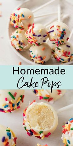 homemade cake pops with sprinkles and white frosting