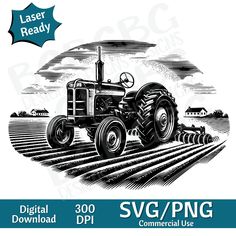 a black and white drawing of a tractor