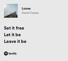 an ad for spotify with the caption'set it free let it be leave itbe '