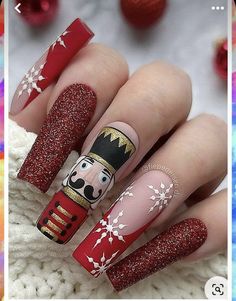 Christmas Character Nails, Winter Gel Nails, Unghie Nail Art, Cute Christmas Nails, Christmas Gel Nails, Nails Christmas, Christmas Nails Acrylic, Winter Nail Art