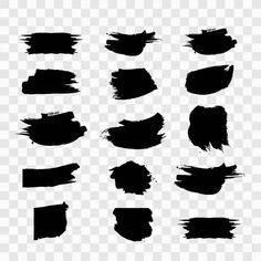 black paint strokes on transparent background