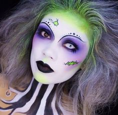 #cute #Halloween #makeup Tim Burton Costumes, Carnaval Make-up, Halloween Beetlejuice, Beetlejuice Makeup, Fantasy Make-up, Beetlejuice Costume, Halloween Make-up Looks, Beetlejuice Halloween, Beetlejuice Beetlejuice