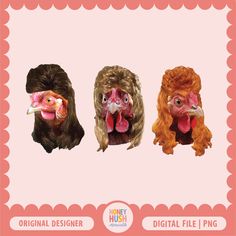 three wigs with different facial expressions are shown in this ad for honey hubps