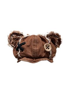 Bear Doll Casquette Hat - CFIERCE – ARCANA ARCHIVE Carps Hat, Cheap Kawaii One Size Fits Most Hats, Cheap Cat Design Hats One Size Fits Most, Cute Cheap Hats With Ears, Wolf Cut Hat, Cute Alien Hat, Hat With Pom, Side Face Hat, Carsicko Hat